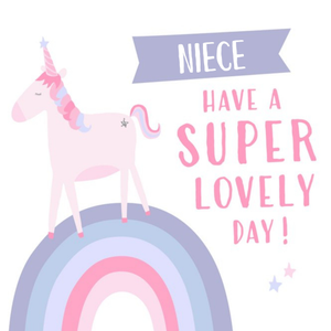 Moonpig Unicorn And Rainbow Have A Super Lovely Day Personalised Card