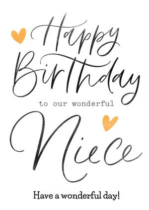 Happy Birthday To Our Wonderful Niece Have A Wonderful Day Card