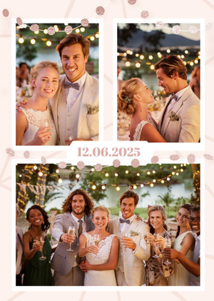 Modern Rose Gold Bunting Photo Upload Wedding Congratulations Card