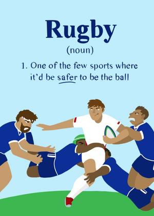 Funny Rugby Birthday Card Safer to be the ball