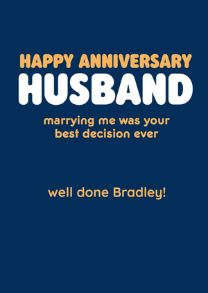 Happy Anniversary Husband Humour Quote Anniversary Card
