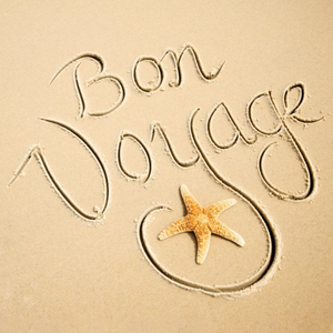 Moonpig Photographic Bon Voyage Written On A Sandy Beach Card