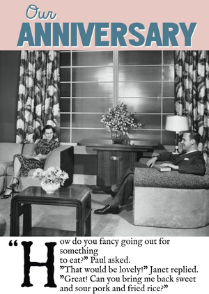Our Anniversary Vintage Photo Personalised Text Card