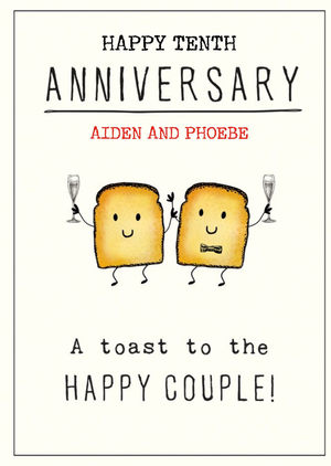 Cute Illustrative Champagne Toast Anniversary Pun Card