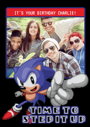 Sega Sonic Pixel Art Time To Step It Up Photo Upload Card