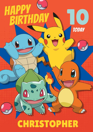 Pokemon Characters 10 Today Birthday Card