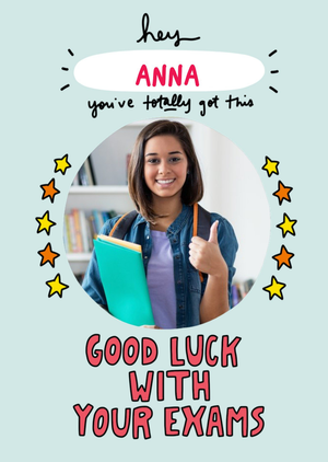 Angela Chick Personalised Photo Upload Exams Good Luck Card