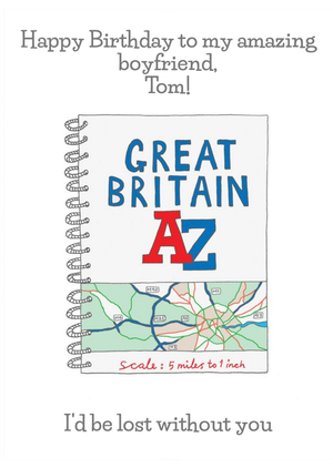 Illustated A to Z Map Book Funny Birthday Card
