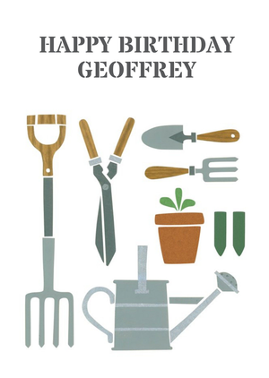Garden Tools Personalised Happy Birthday Card