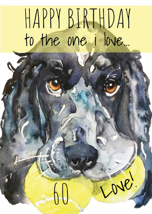 Cocker Spaniel Dog With Tennis Balls Watercolour Illustration Personalised Birthday Card