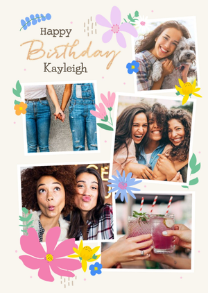 Happy Birthday Female Friend Floral Photo Upload Birthday Card