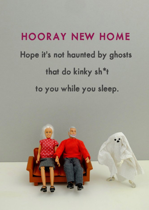 Funny Rude Dolls Hope It's Not Haunted By Ghosts New Home Card