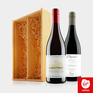 Virgin Wines French Red Duo in Wooden Gift Box 2x75cl