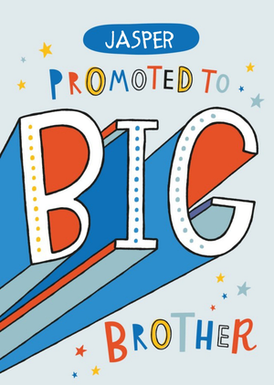 Cute Colourful Lettering New Baby Brother Male Arty Card