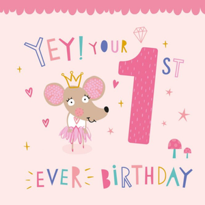 Other Cute Princess Mouse 1st Ever Birthday Card