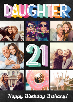 Photo Upload Happy 21 Birthday Daughter Card