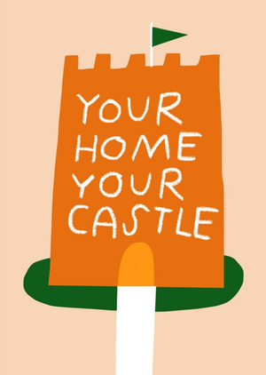 Your Home Your Castle Typography Illustrated New Home Postcard