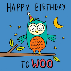 Moonpig Happy Birthday To Woo Owl Cartoon Card