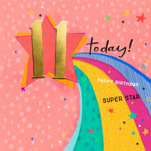 Moonpig Designers Modern Design Shooting Stars 11 Today Happy Birthday Super Star Birthday Birthday Card