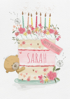 Cute Uddle Floral Birthday Cake Card