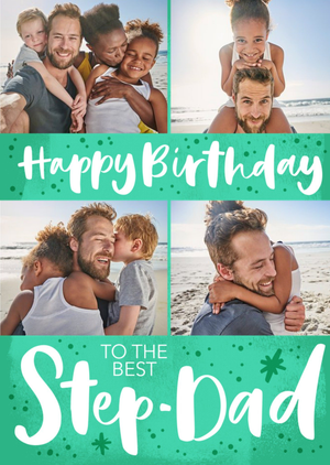 Green Typographic Step-Dad Birthday Card