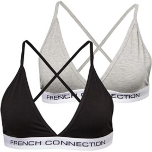 French Connection Womens Two Pack Bralettes Black/Grey