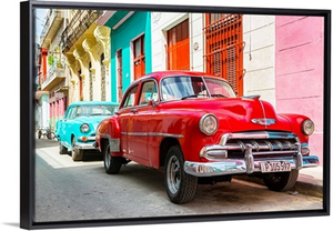 Cuba Fuerte Collection - Two Chevrolet Cars Red and Turquoise