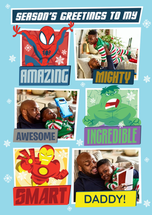 Marvel Comics Avengers Daddy Photo Upload Christmas Card