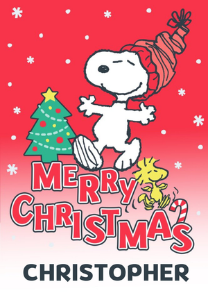 Cute Illustrated Peanuts Snoopy Merry Christmas Card