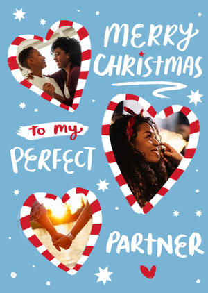 Illustrated Snowy Christmas Photo Upload Partner Christmas Card