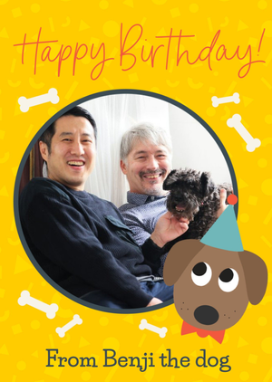 Moonpig Scatterbrain Yellow Graphic Pattern Photo Upload From The Dog Card