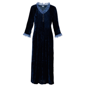 Silk Velvet Annabel Maxi Dress In Navy (XL)