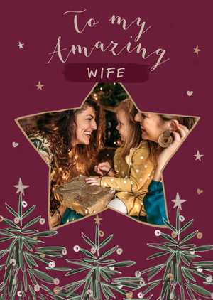 Star Illustration Photo Upload Amazing Wife Christmas Card