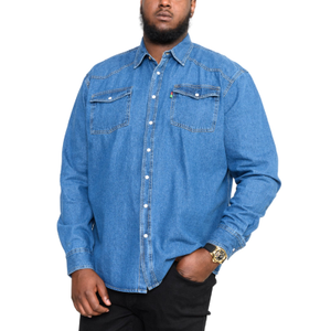 D555 Duke London Mens Big & Tall Kingsize Western Style Denim Shirt - 3XL / Blue