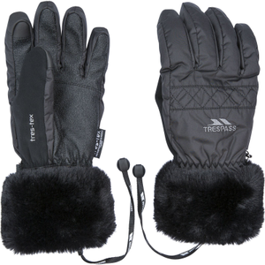 Trespass Adults Waterproof Faux Fur Gloves - M / Black