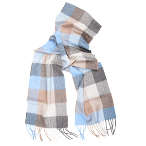 Oban Cool Azure Block Cashmere Scarf