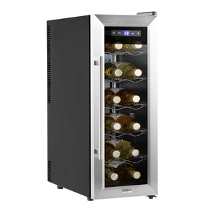 Baridi 12 Bottle Wine Fridge with Digital Touch Screen Controls, Metal Shelves & LED Light, Stainless Steel - DH74