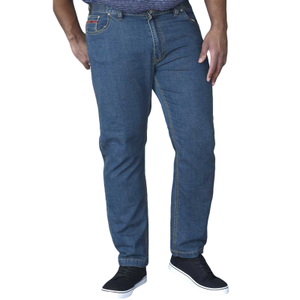 D555 Mens Bailey Big & Tall Kingsize Relaxed Comfort Fit Stretch Jeans - Washed Blue - 42 S / Blue