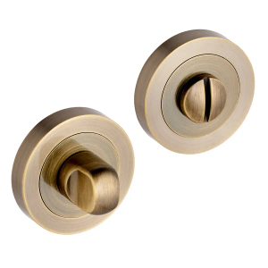 Bathroom Door Thumbturn Lock and Release Set - Antique Brass - Hollow/Solid Doors - Designer Levers