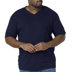 D555 Mens Signature Big & Tall Premium Weight Combed Cotton V Neck T-Shirt - 5XL / Navy