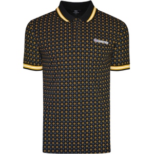 Lambretta Mens Geometric Allover Print Polo Shirt - L / Black