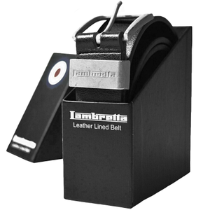 Lambretta Mens Leather Lined Boxed Large Buckle Belt - 2XL / Black