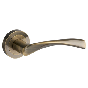 Marvel Lever on Rose Door Handle - Antique Brass - Pair- Designer Levers