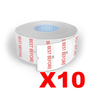 10 Rolls 'BEST BEFORE' Labels 21x12mm for Single Line Pricing Guns