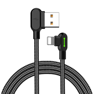 USB-A to Lightning Fast Charging Nylon Braided Cable for iPhones with 90-Degree Design - 3m