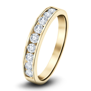 Channel Set Half Eternity Ring 0.25ct G/SI in 18k Yellow Gold 2.7mm