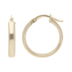 New 9ct Gold Polished Finish Round Creole Earrings