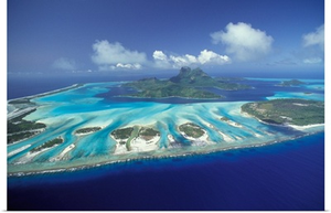 South Pacific, French Polynesia, Bora Bora, Aerial Landscape