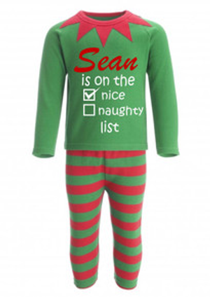 Personalised Kids Elf Pyjamas