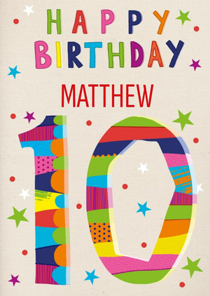 Bangers & flash Paperlink 10th Birthday Trendy Kids Illustrations Card